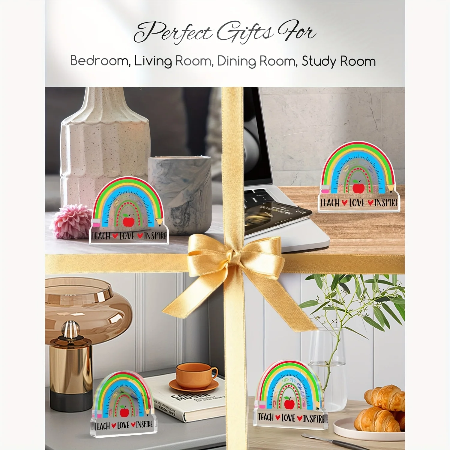 Colorful Rainbow Teacher Appreciation Acrylic Ornament 4 Colorful Rainbow Teacher Appreciation Acrylic Ornament - Image 4