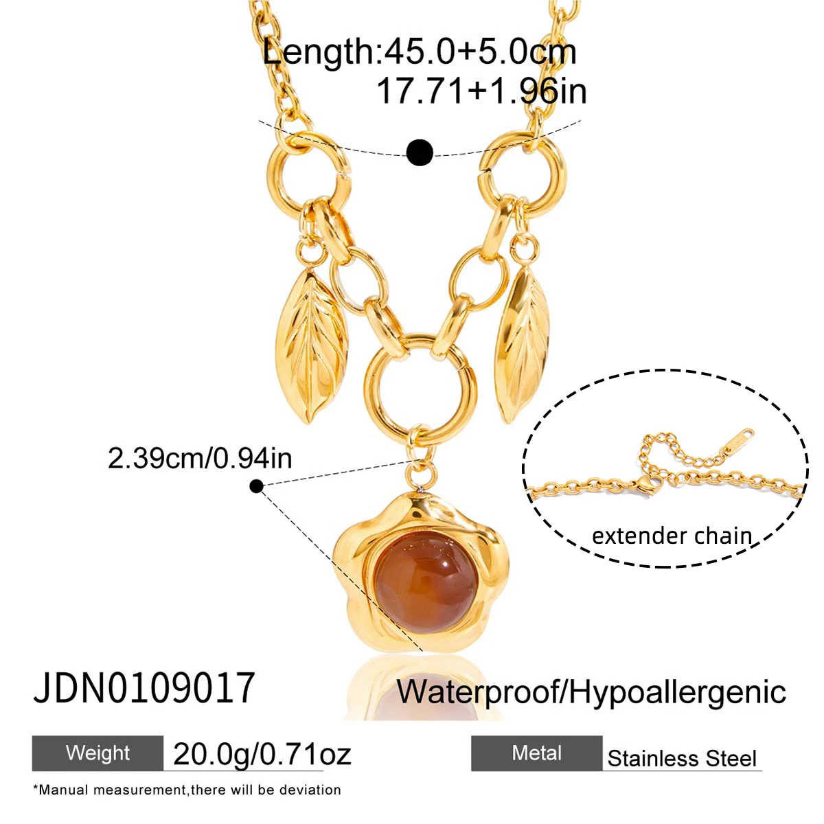 Vintage Gold Stainless Steel Necklace with Red Agate 7 Vintage Gold Stainless Steel Necklace with Red Agate - Image 7