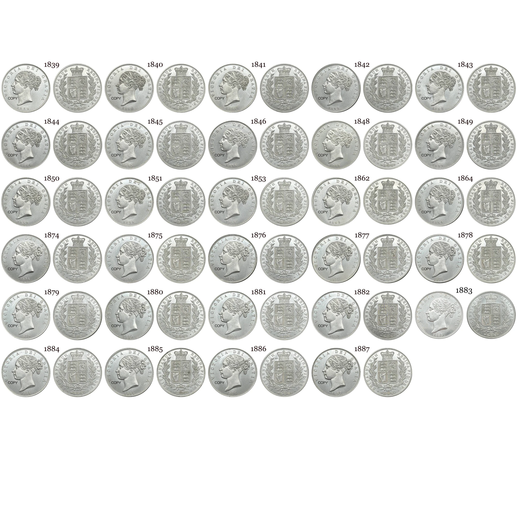 British Half Crown Coin Replica, 1840s-1850s 6 British Half Crown Coin Replica, 1840s-1850s - Image 6