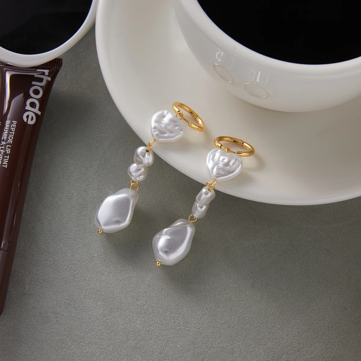 Stainless Steel Pearl Drop Earrings 5 Stainless Steel Pearl Drop Earrings - Image 5