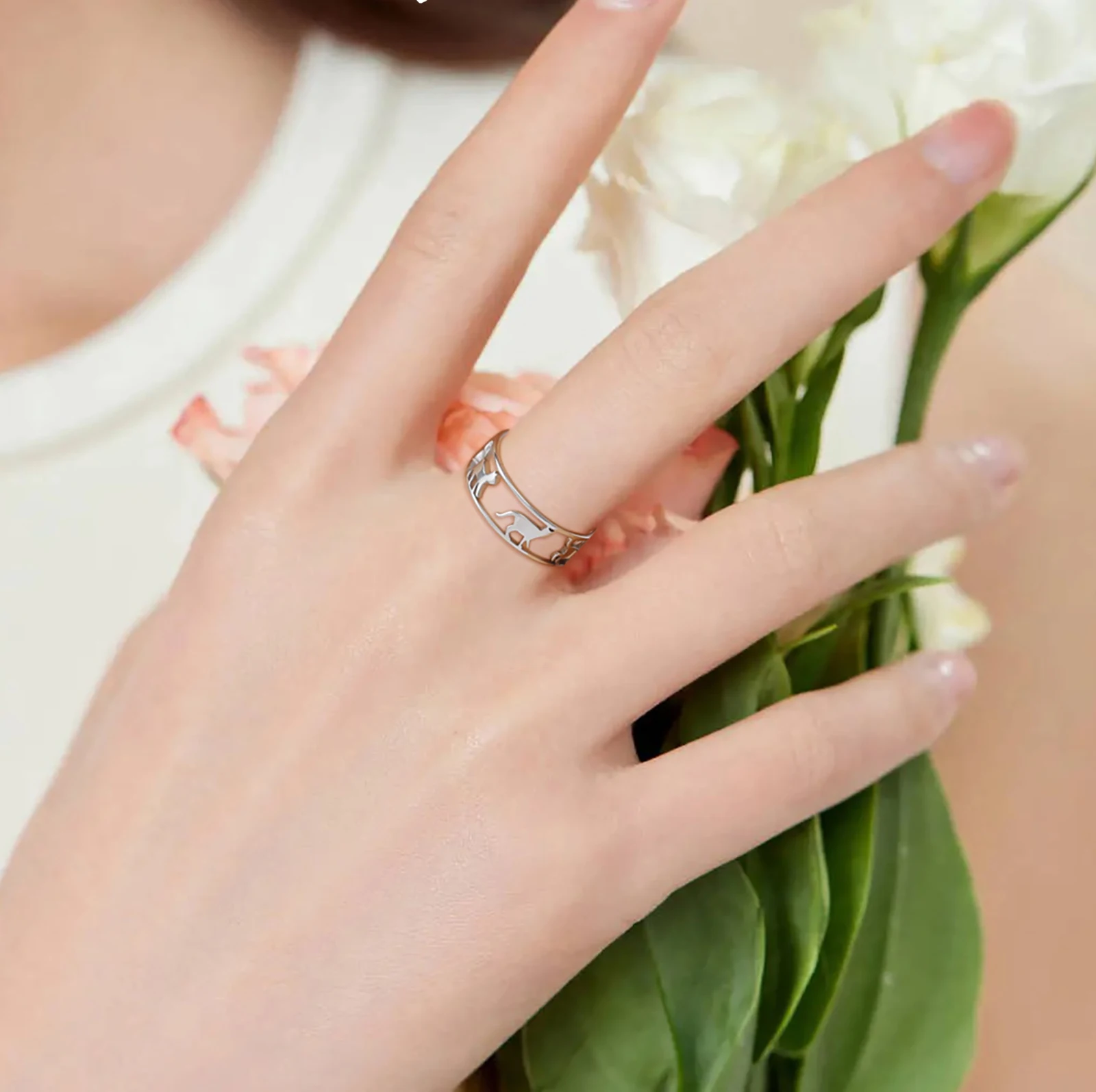 Playful Stainless Steel Cat Ring for Women 3 Playful Stainless Steel Cat Ring for Women - Image 3