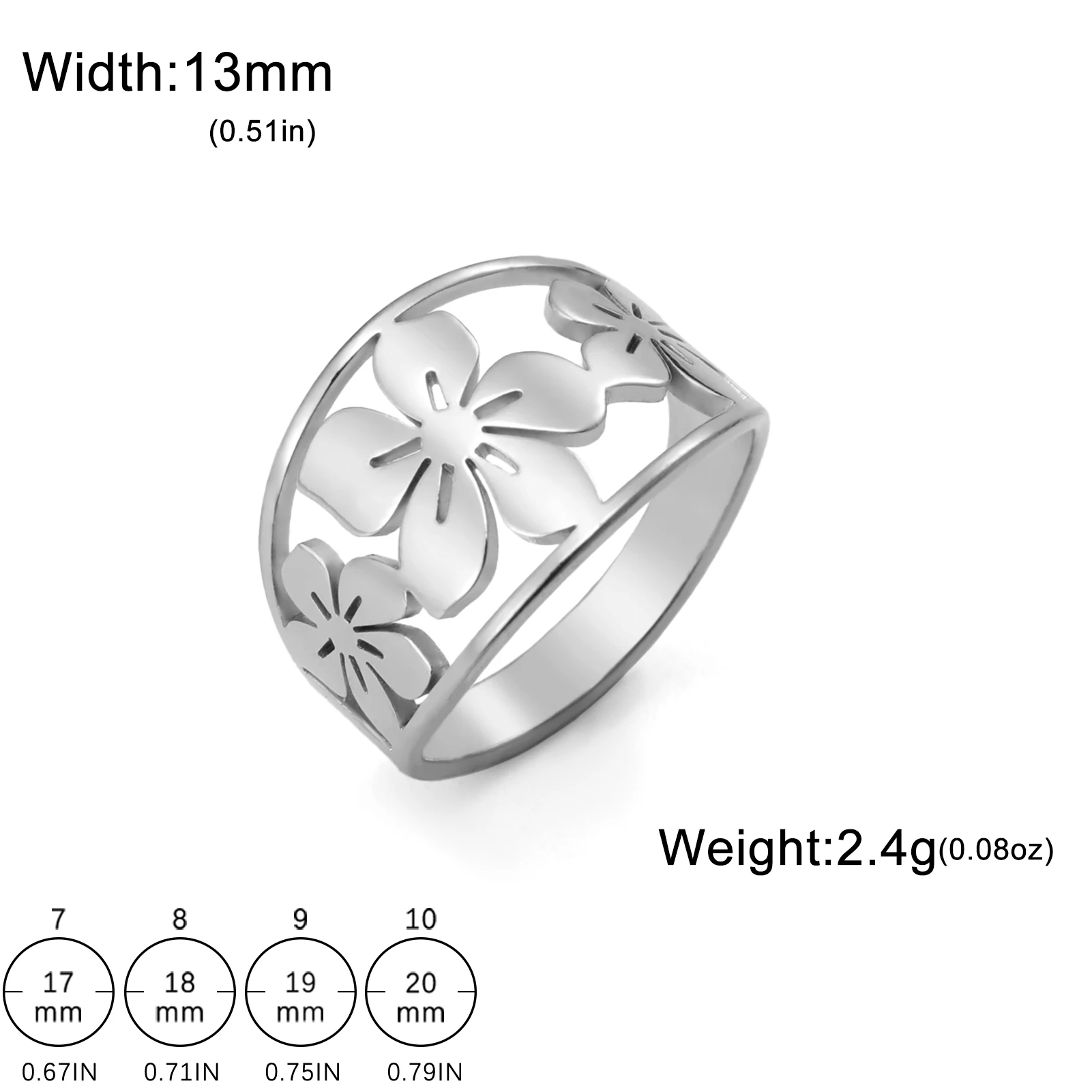 Stainless Steel Women's Floral Ring with Openwork Design 8 Stainless Steel Women's Floral Ring with Openwork Design - Image 8