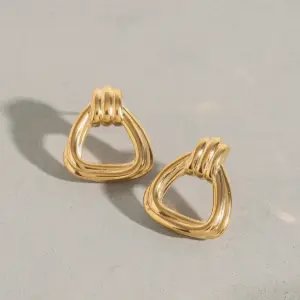 Stainless Steel Gold Geometric Earrings 12 S107ac5c03bb54e849c71ee118a520892B