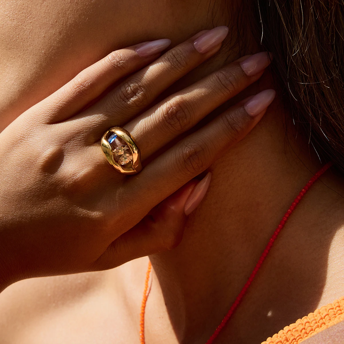 Minimalist Stainless Steel Gold Zircon Ring for Women 2 Minimalist Stainless Steel Gold Zircon Ring for Women - Image 2