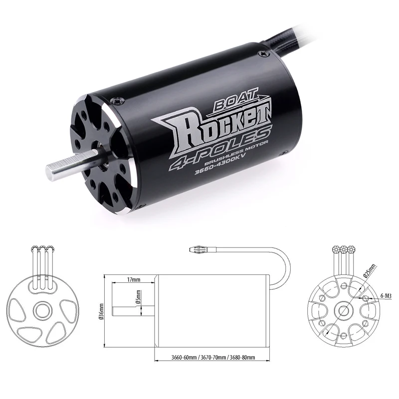 High-Performance RC Brushless Motor for Watercraft 2 High-Performance RC Brushless Motor for Watercraft - Image 2