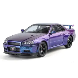 Purple Nissan Skyline GTR R34 Diecast Model 1:24 Scale