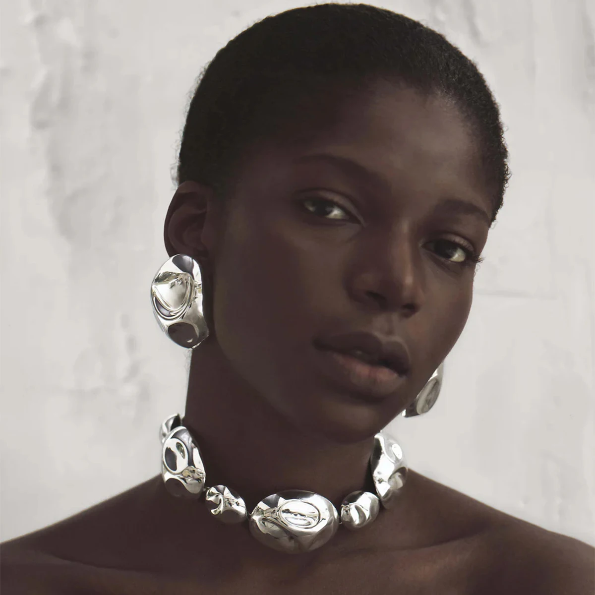 Stainless Steel Irregular Oval Earrings for Women 2 Stainless Steel Irregular Oval Earrings for Women - Image 2