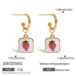 Stainless Steel Cherry Hoop Earrings JDE0205002 15 S10cd0fcda29b46e58d1b26e92db55fa7p