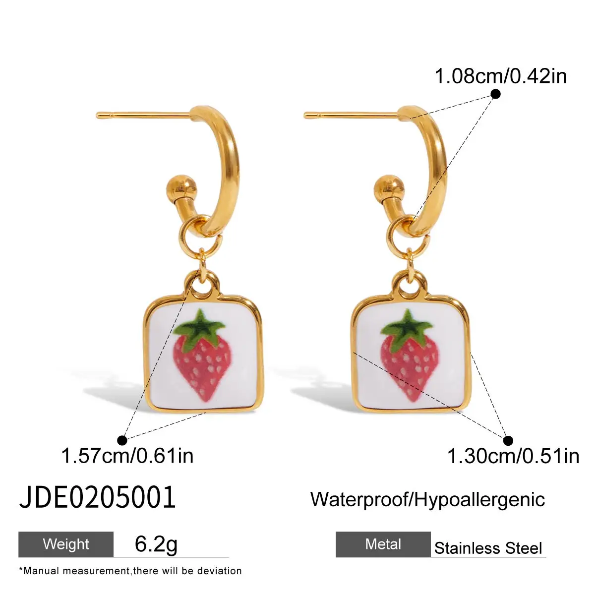 Stainless Steel Cherry Hoop Earrings JDE0205002 8 Stainless Steel Cherry Hoop Earrings JDE0205002 - Image 8