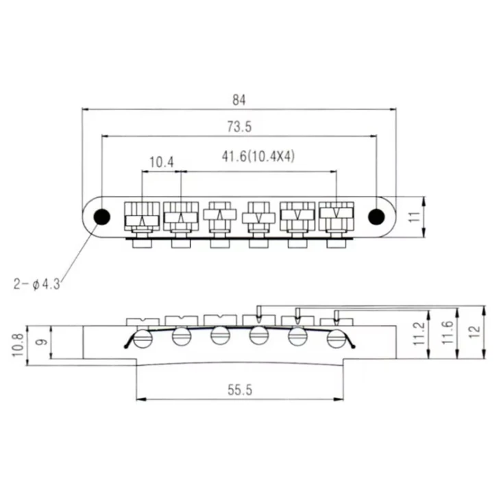 Wilkinson WOGT1 + WOGB1 Bridge Set for Les Paul SG 6 Wilkinson WOGT1 + WOGB1 Bridge Set for Les Paul SG - Image 6