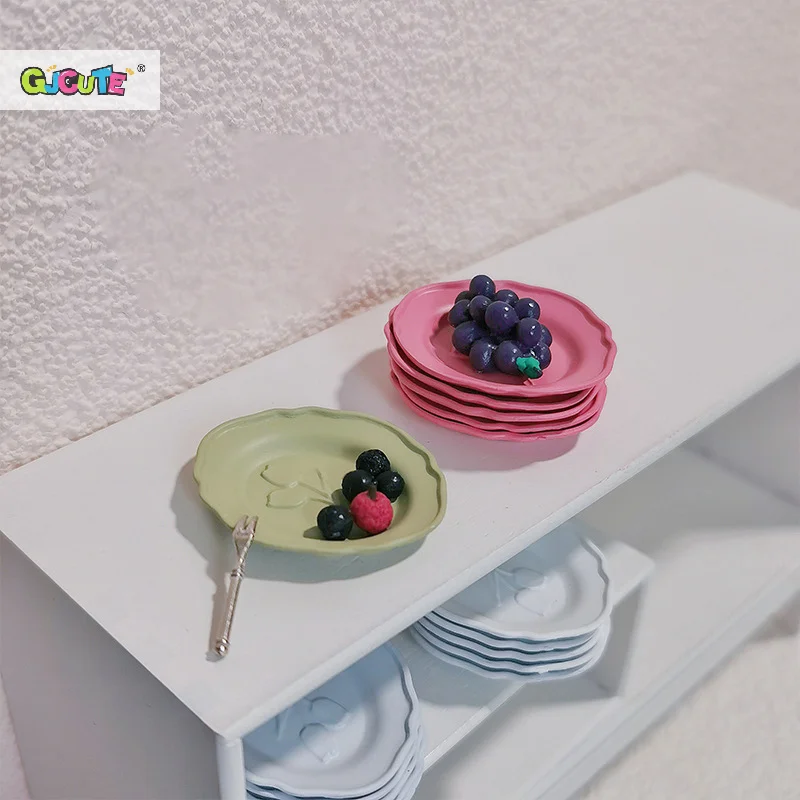 Miniature Dollhouse Food Plate Set with Floral Design 1 Miniature Dollhouse Food Plate Set with Floral Design