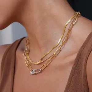 Stainless Steel Gold Layered Chain Necklace 9 S10e7e245b65942c4950d55873b313e93p