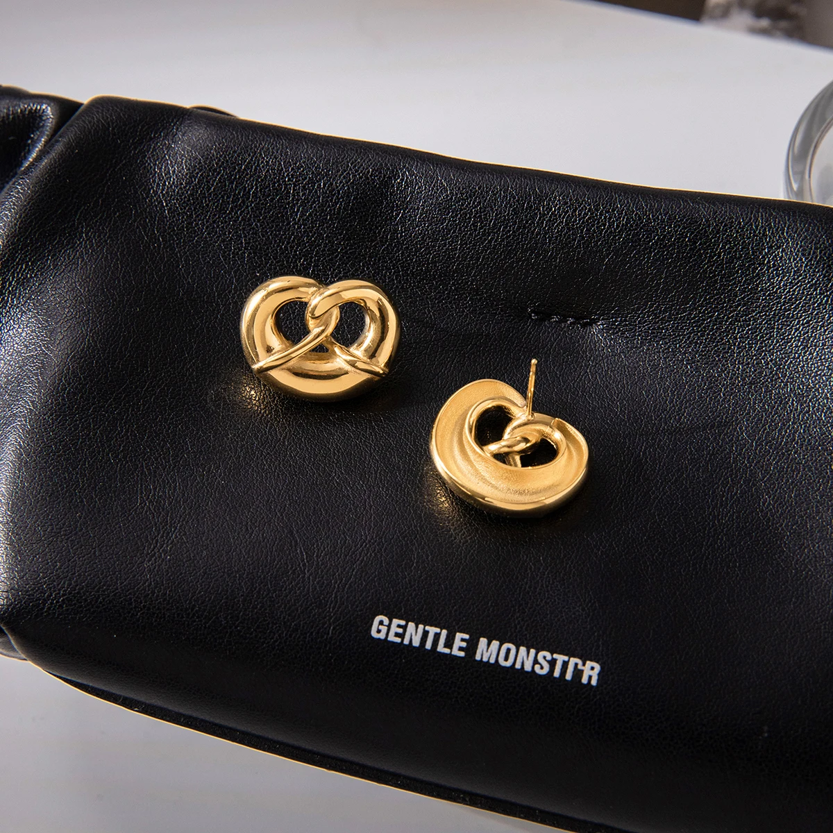 Bold Gold Pretzel Heart Earrings in Stainless Steel 3 Bold Gold Pretzel Heart Earrings in Stainless Steel - Image 3