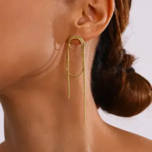 Stylish Gold Stainless Steel Dangle Earrings