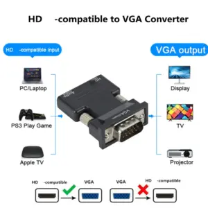HDMI to VGA Adapter with Audio for PC and Laptop 9 S114e85a716ab4569a1c4dab00a4697a68