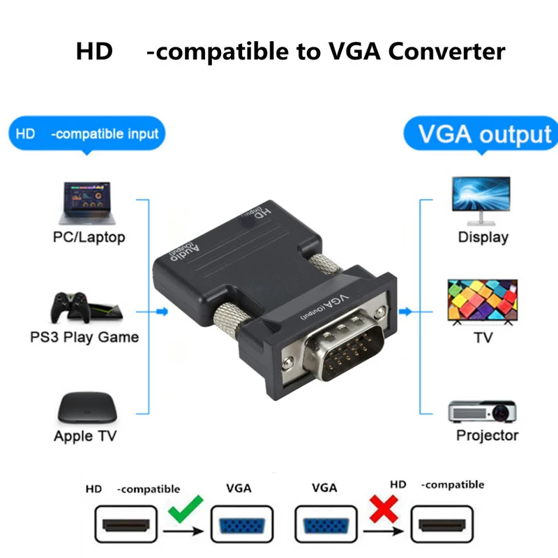 HDMI to VGA Adapter with Audio for PC and Laptop 3 HDMI to VGA Adapter with Audio for PC and Laptop - Image 3