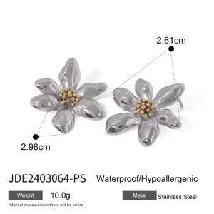 Stainless Steel Floral Earrings JDE2403064 17 S1158d580550e4dadac581921f233a11eX