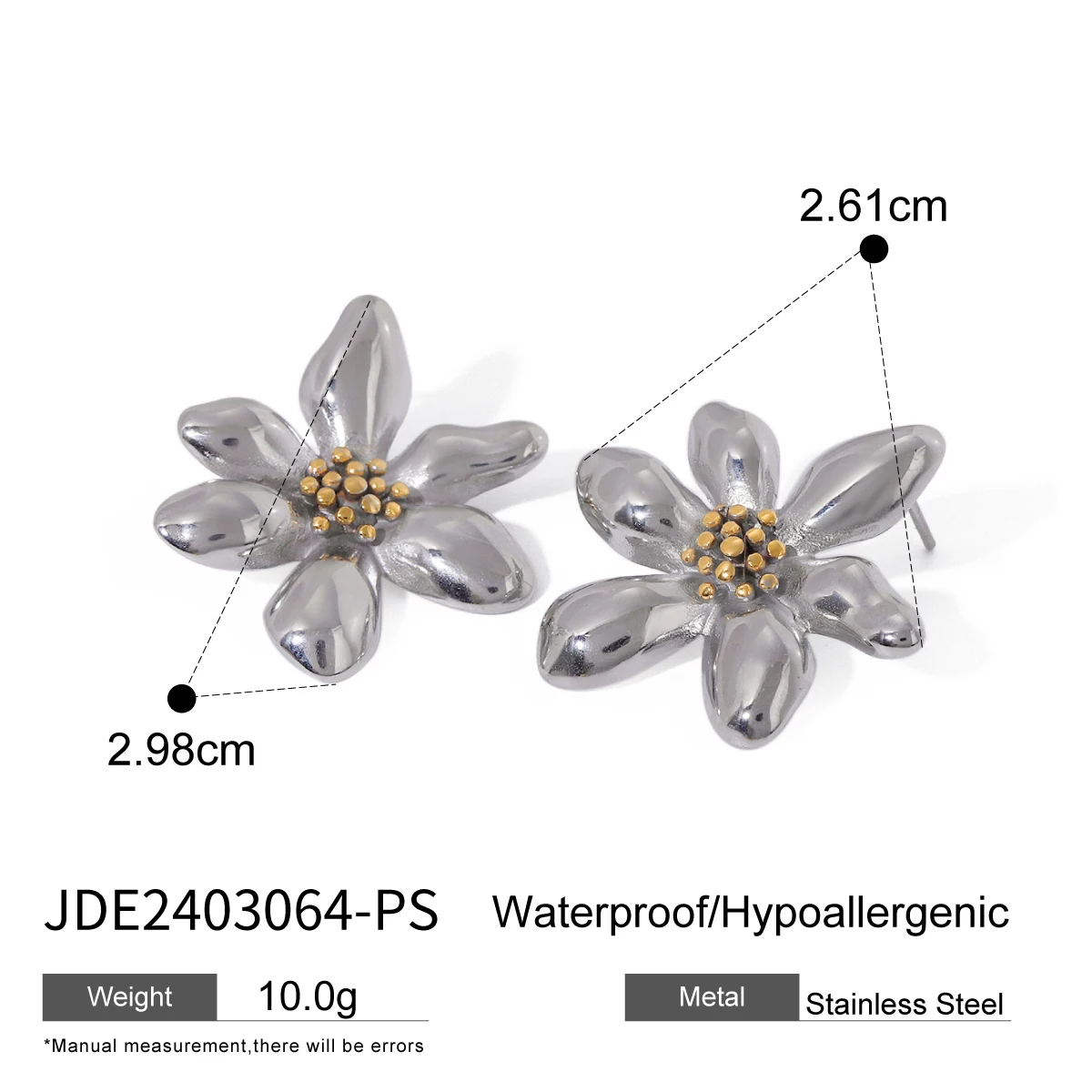 Stainless Steel Floral Earrings JDE2403064 9 Stainless Steel Floral Earrings JDE2403064 - Image 9