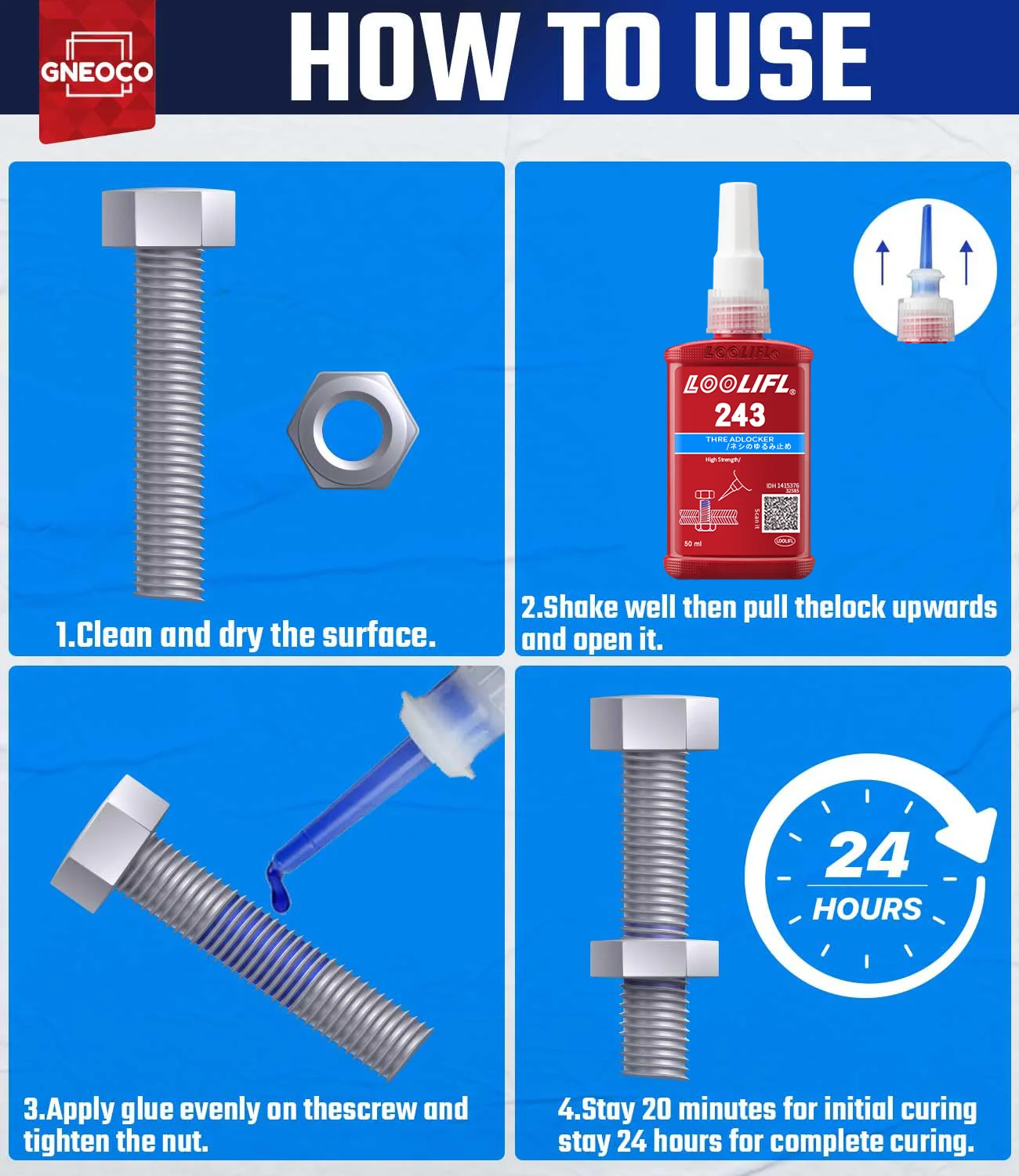 LOOLIFL 243 Medium-Strength Threadlocker 50ml 3 LOOLIFL 243 Medium-Strength Threadlocker 50ml - Image 3