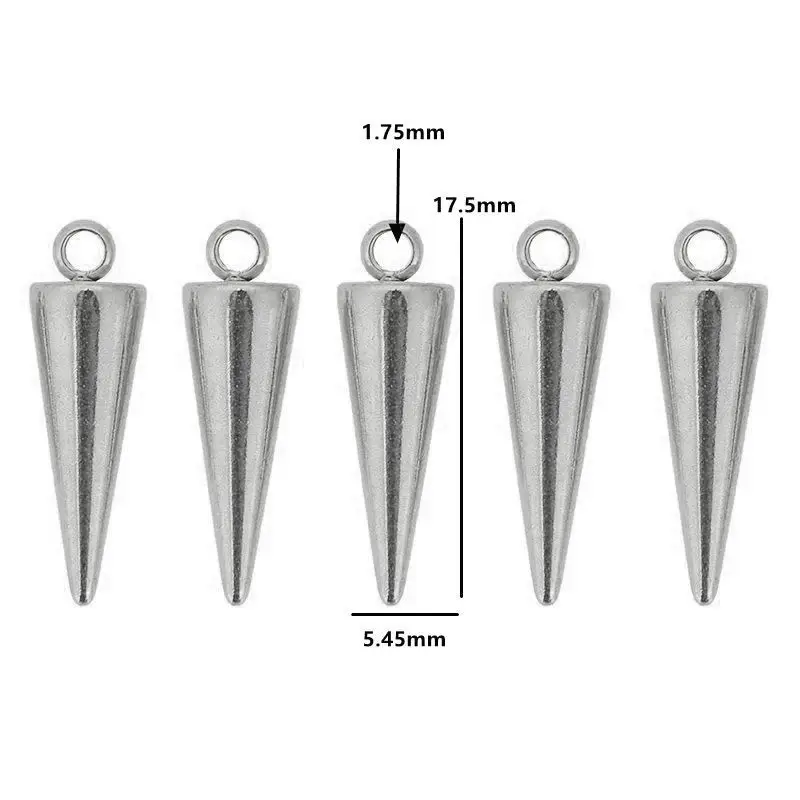 Stainless Steel Cone Charms Set of 10 8 Stainless Steel Cone Charms Set of 10 - Image 8
