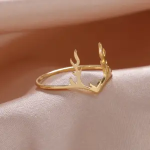Elegant Elk Antlers Women's Ring in Gold or Steel 9 S11b8dd14b7ed4e3fbbe5240b1c53d951B