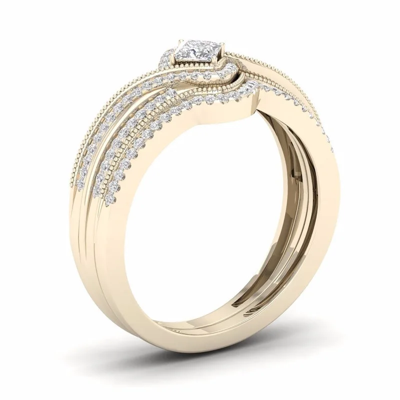 Geometric Cocktail Ring with White Stones 4 Geometric Cocktail Ring with White Stones - Image 4