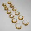 Gold Stainless Steel C-Shaped Hoop Earrings Collection