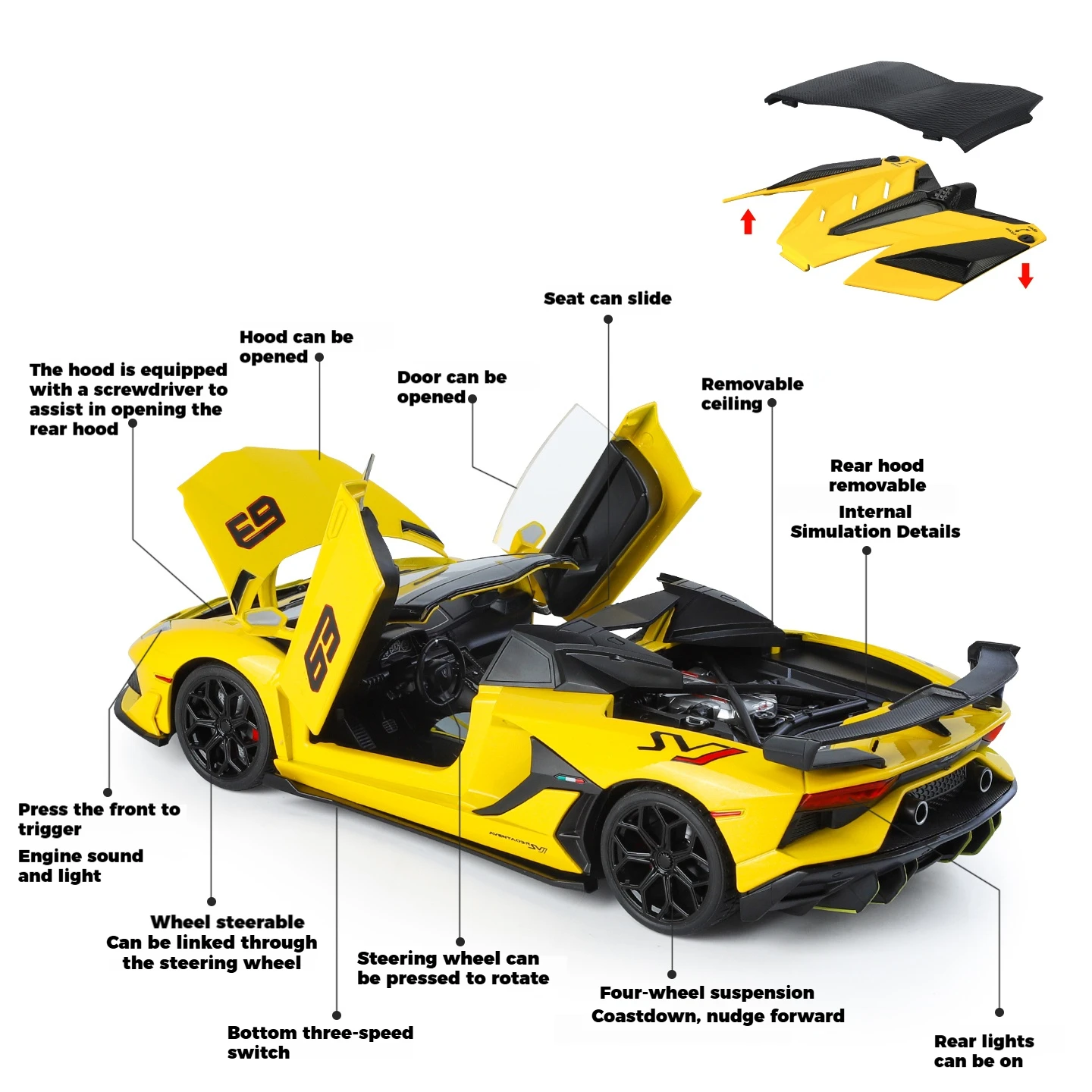 Lamborghini Aventador SVJ63 1:18 Diecast Model 3 Lamborghini Aventador SVJ63 1:18 Diecast Model - Image 3