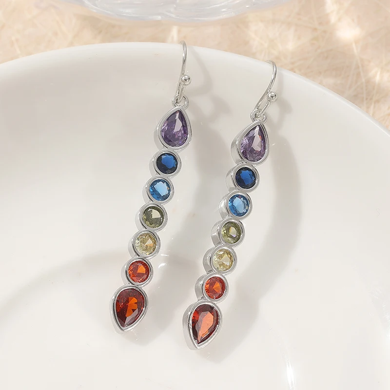 Vibrant Silver Geometric Drop Earrings 3 Vibrant Silver Geometric Drop Earrings - Image 3