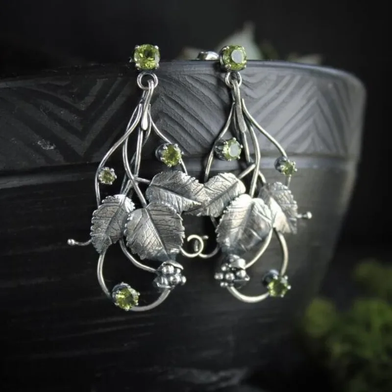 Vintage Silver Flower Leaf Earrings 1 Vintage Silver Flower Leaf Earrings