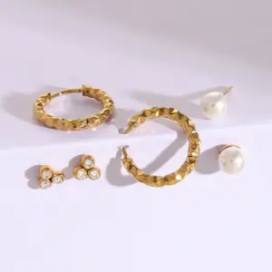 Stainless Steel Gold Earrings Set 11 S127db9d0092e4be686008f1399a63fb30