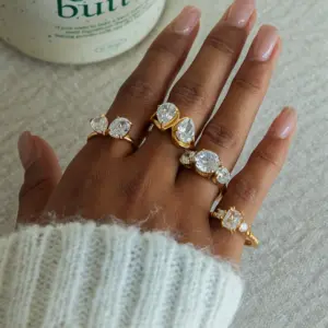 Stainless Steel White Zircon Ring for Women