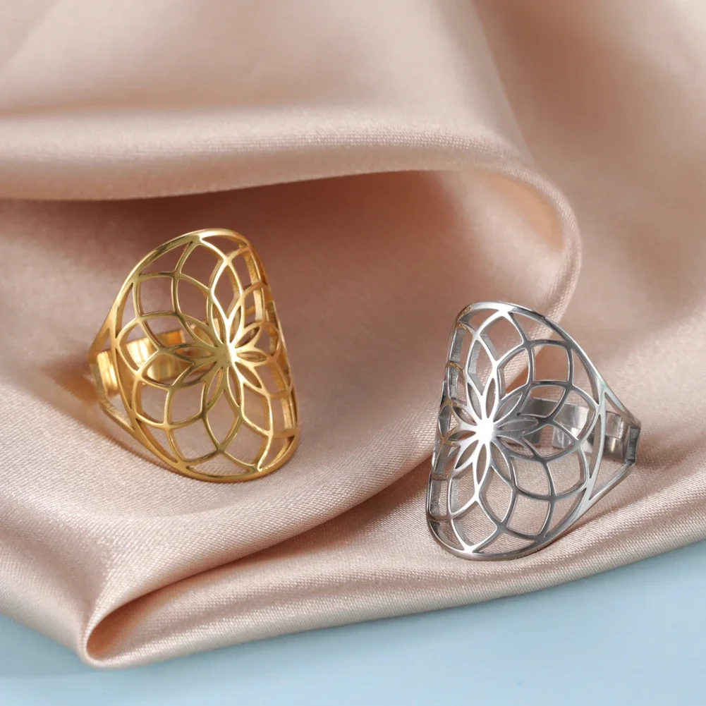 Sacred Geometry Flower of Life Ring in Gold 3 Sacred Geometry Flower of Life Ring in Gold - Image 3