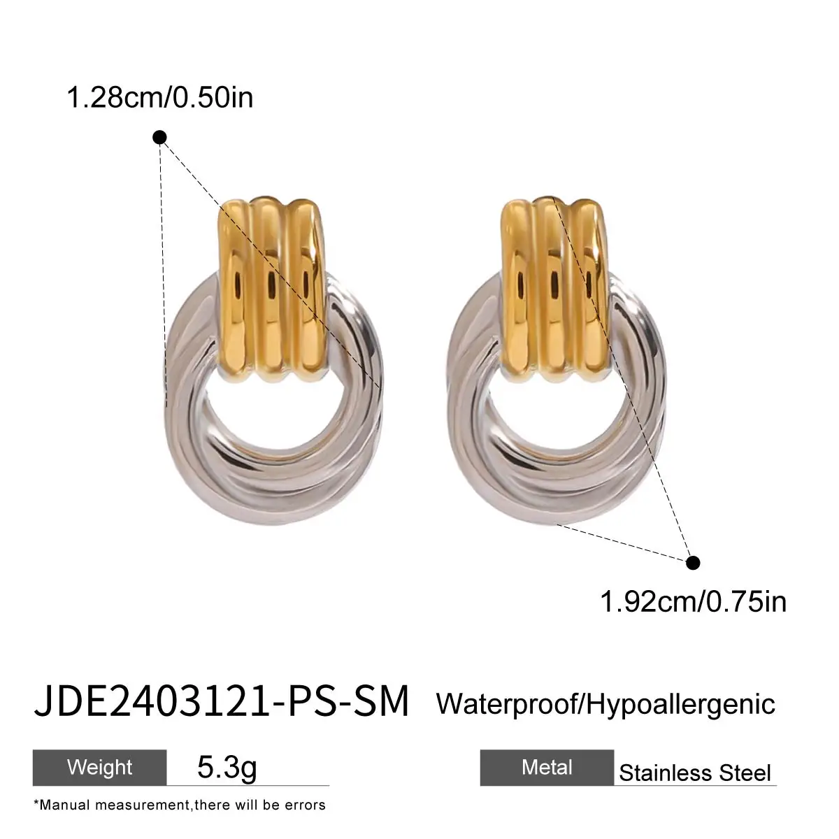 Mixed Metal Skeleton Stainless Steel Earrings for Women 8 Mixed Metal Skeleton Stainless Steel Earrings for Women - Image 8