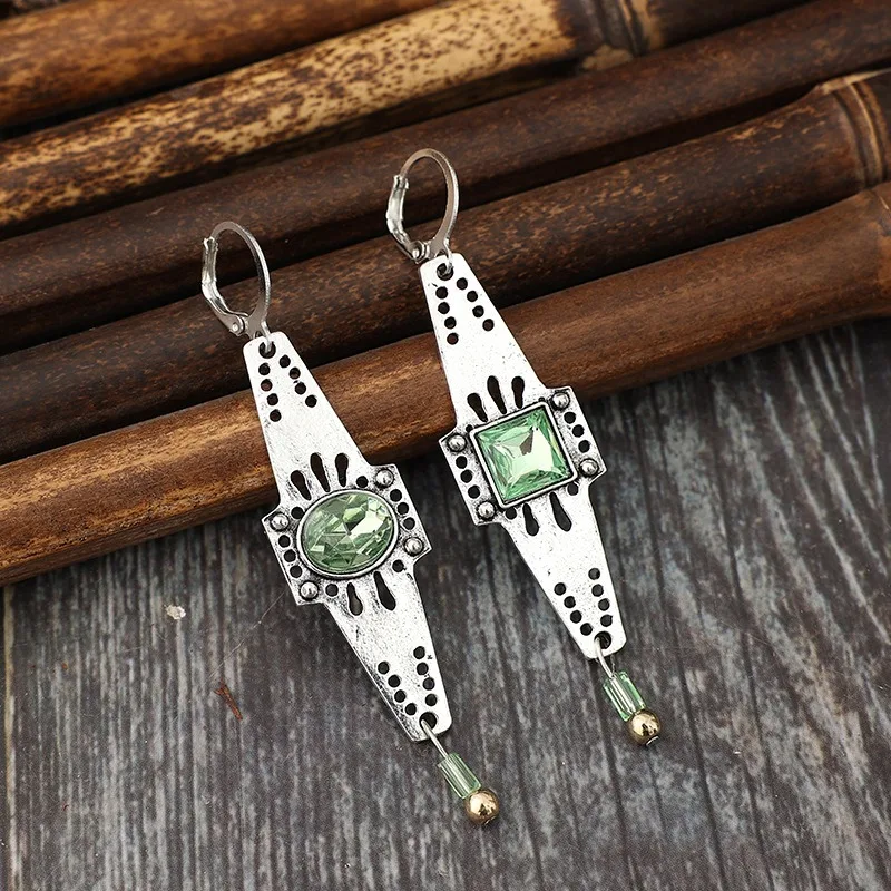 Vintage Silver Geometric Earrings for Women 3 Vintage Silver Geometric Earrings for Women - Image 3