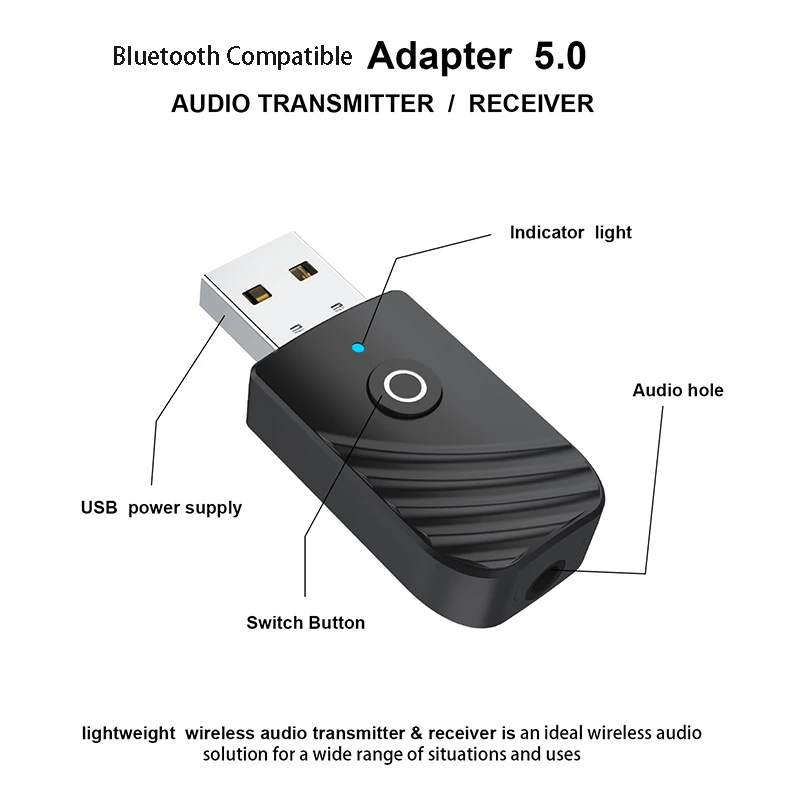 Wireless Bluetooth v5.0 USB Transmitter and Receiver Dongle 4 Wireless Bluetooth v5.0 USB Transmitter and Receiver Dongle - Image 4