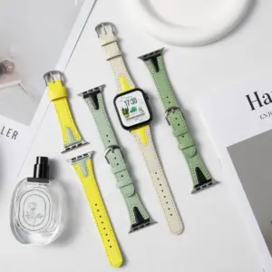 Two-Tone Leather Strap for Apple Watch Models 14 S13209a89251145a4a0e0c9d43a99ce340
