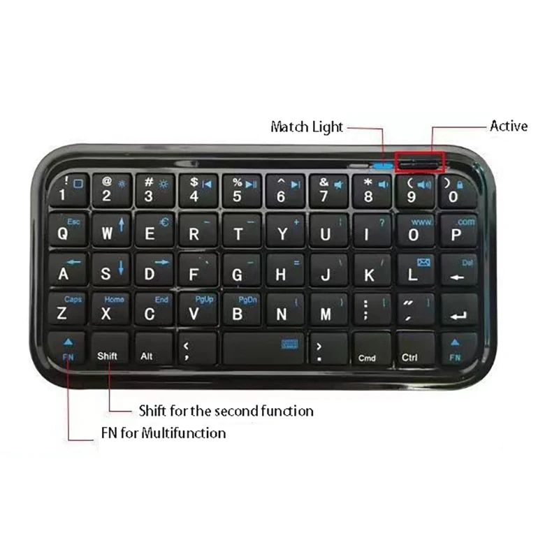 Black Wireless Bluetooth Mini Keyboard 2 Black Wireless Bluetooth Mini Keyboard - Image 2