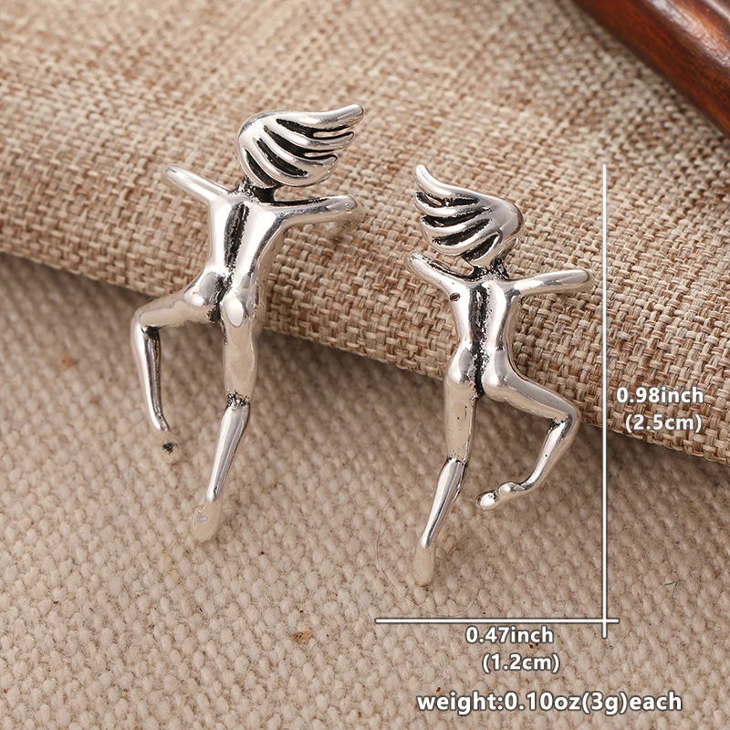 Silver 3D Human Figure Clip Earrings 5 Silver 3D Human Figure Clip Earrings - Image 5