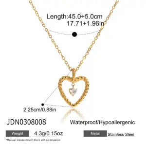 Elegant Gold Stainless Steel Heart Necklace 13 S13a0645aa47d4b468da77fa4b1a77fcbL