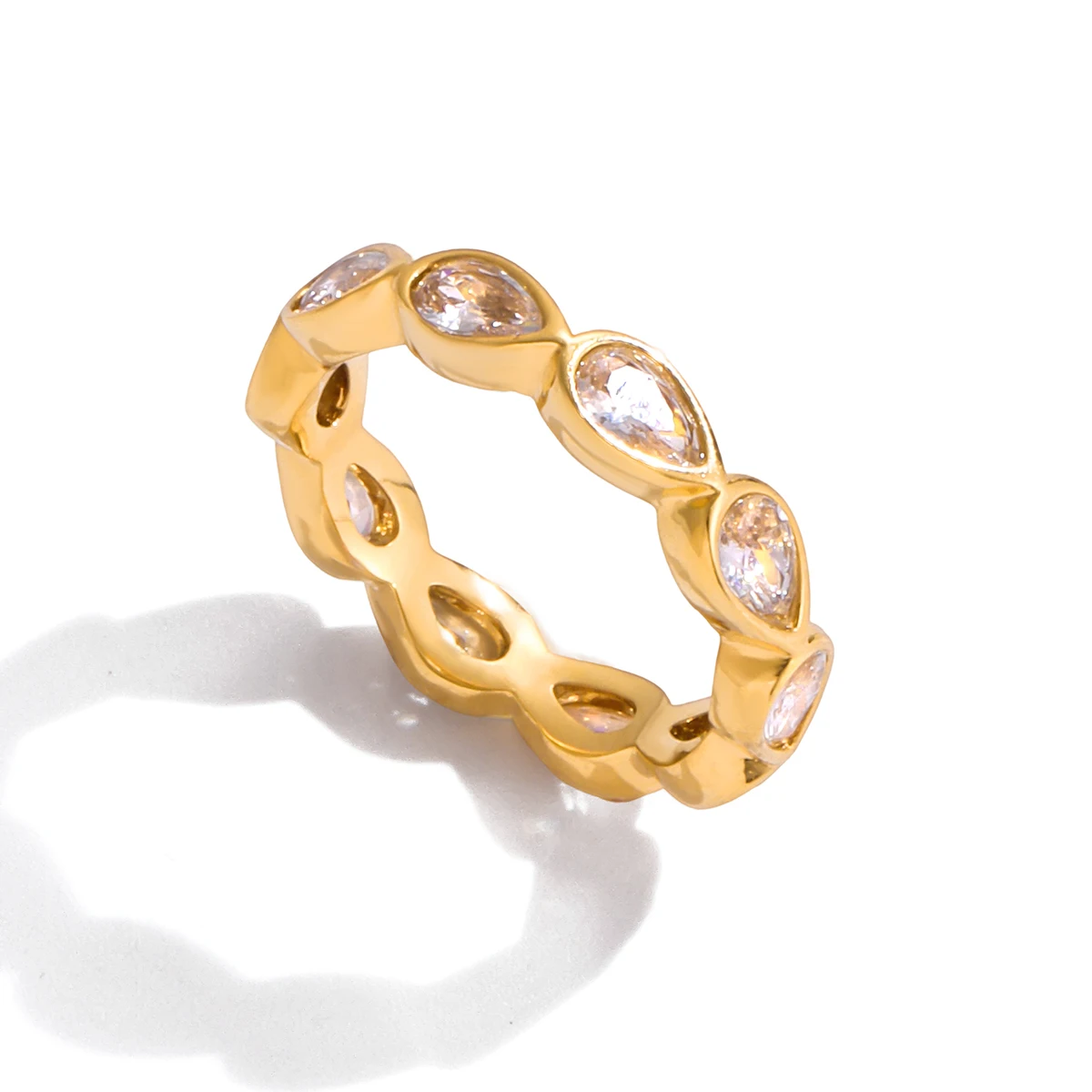 Elegant Stainless Steel Zircon Stacking Ring 8 Elegant Stainless Steel Zircon Stacking Ring - Image 8