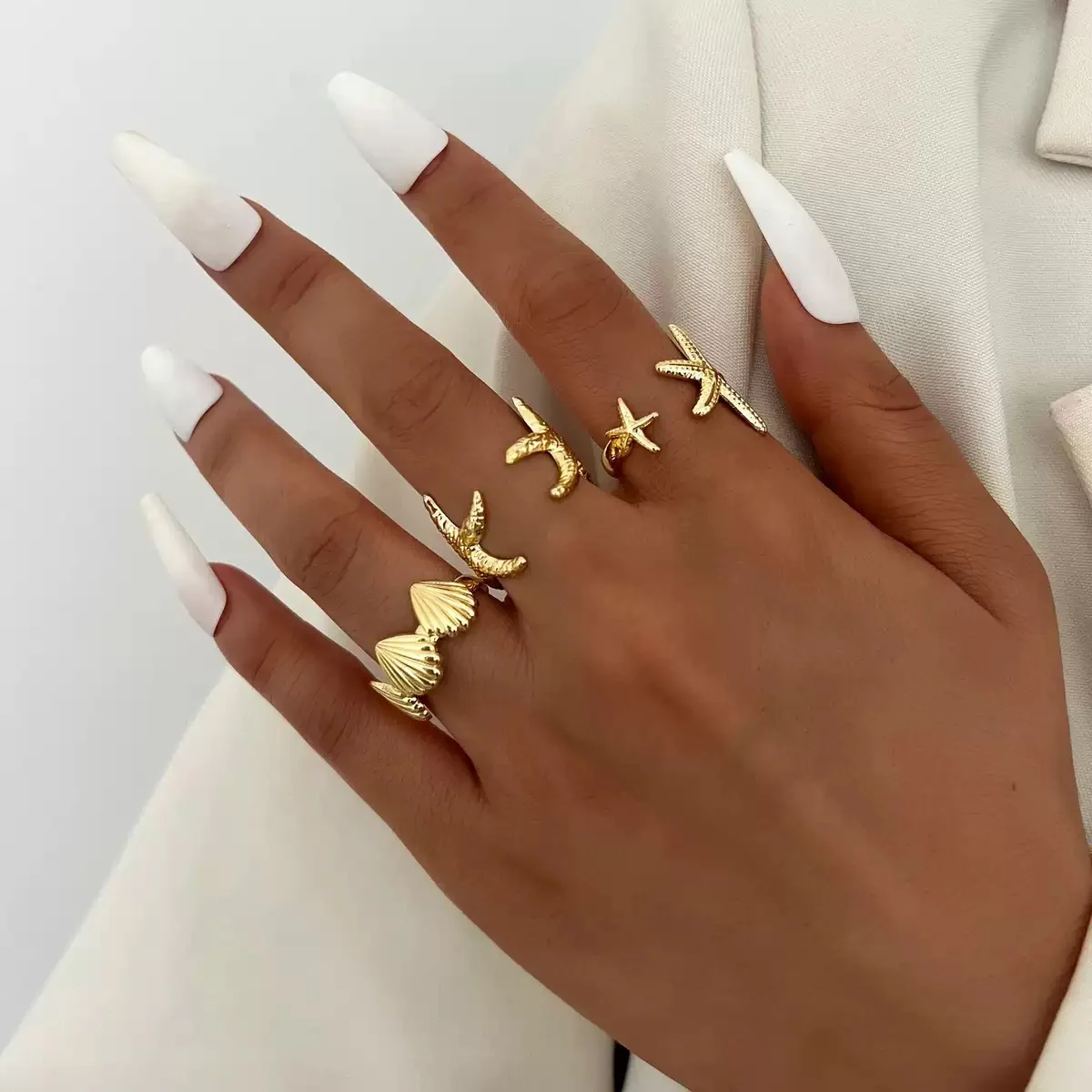 Gold Starfish Open Ring for Women 5 Gold Starfish Open Ring for Women - Image 5