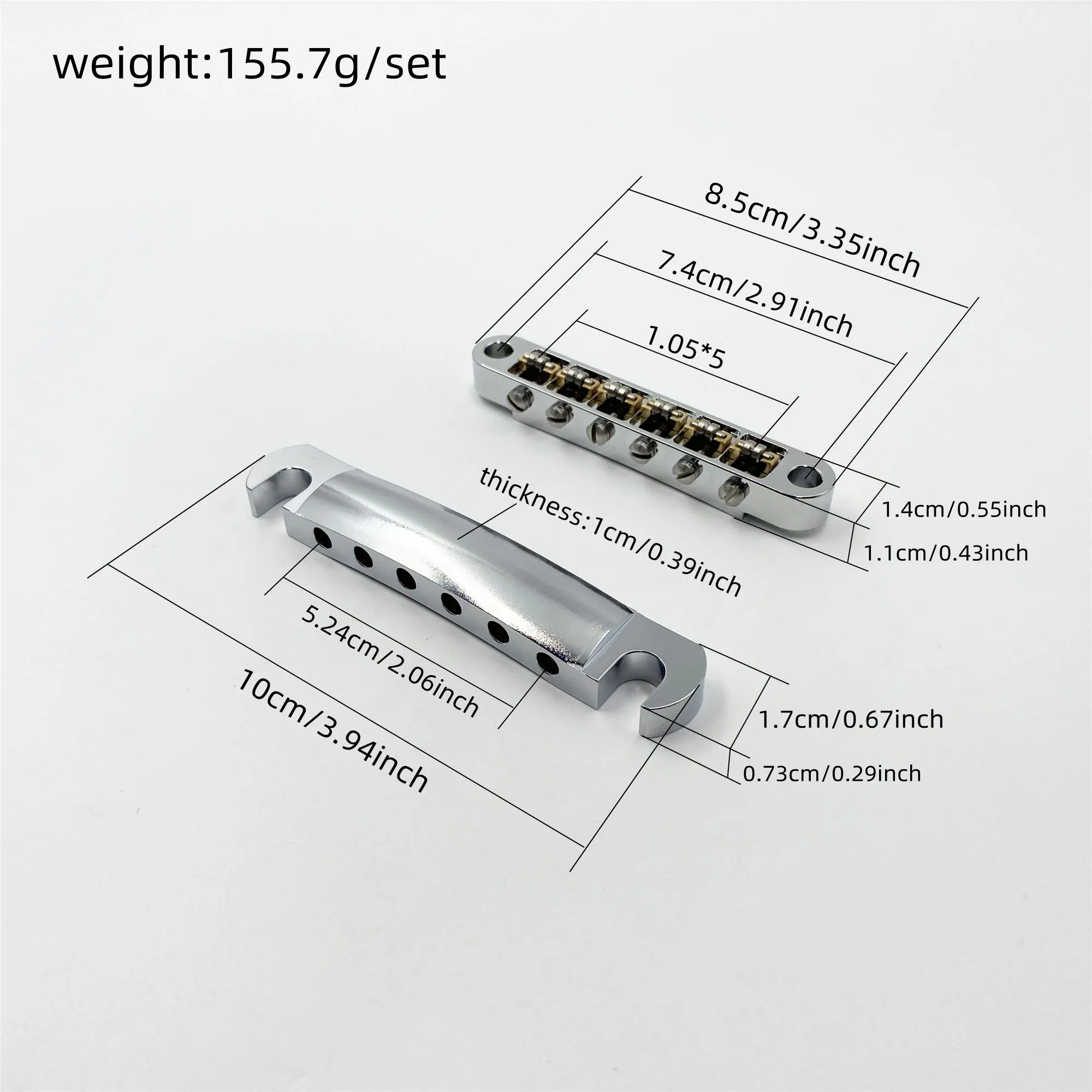 Premium Silver 6-String Guitar Bridge Set 6 Premium Silver 6-String Guitar Bridge Set - Image 6