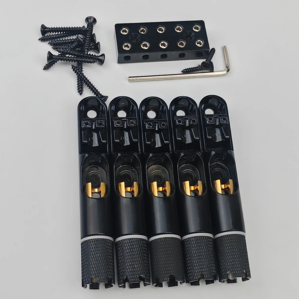 Black Headless Bass Bridge Set for 4 and 5 Strings 2 Black Headless Bass Bridge Set for 4 and 5 Strings - Image 2