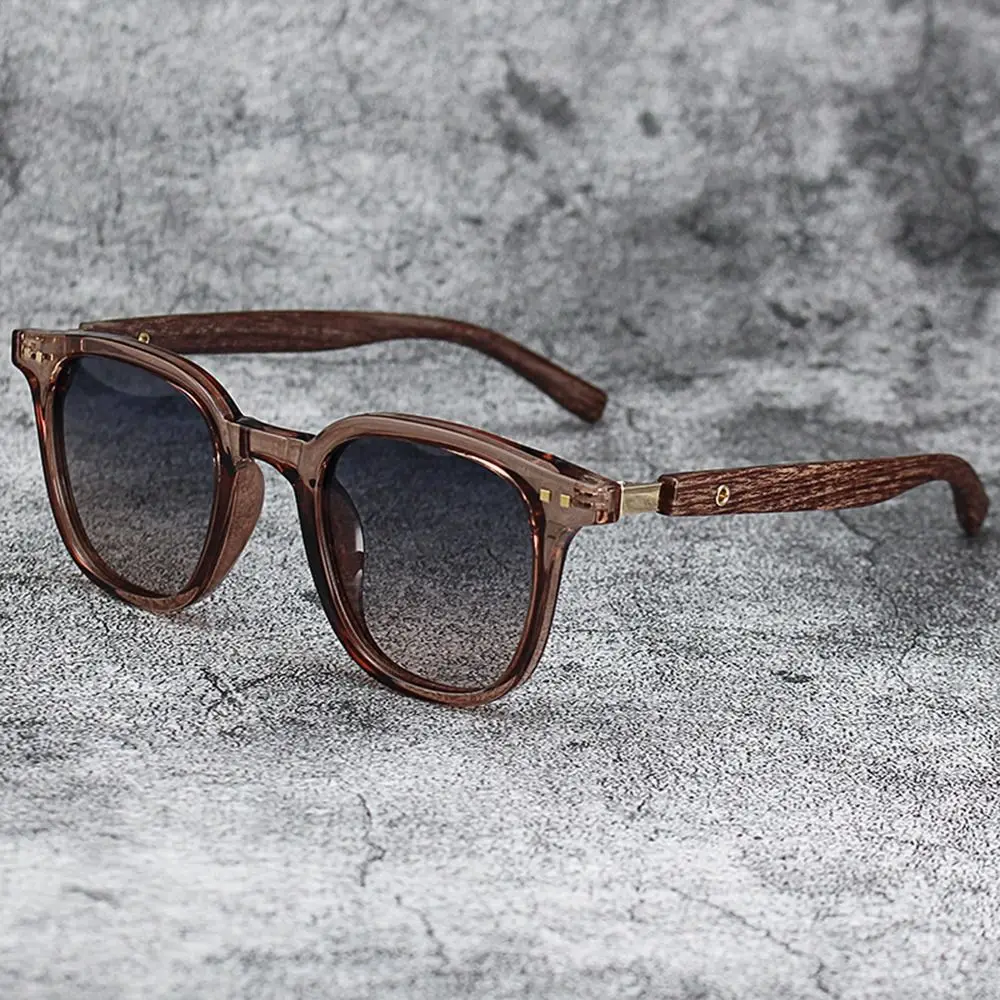 Retro Wood Grain Square Sunglasses for Men Women 4 Retro Wood Grain Square Sunglasses for Men Women - Image 4