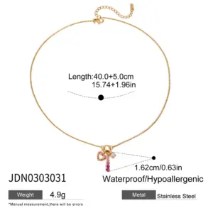 Stainless Steel Pink Zirconia Heart Necklace 13 S146c2bbf4c9749278bd30e8a4c2cf397A