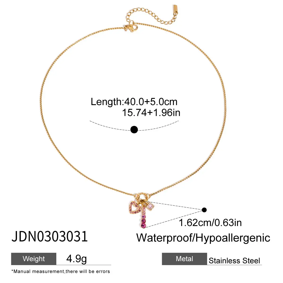 Stainless Steel Pink Zirconia Heart Necklace 7 Stainless Steel Pink Zirconia Heart Necklace - Image 7