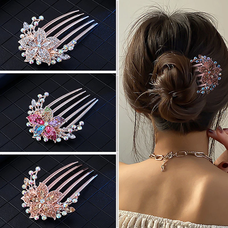 Vintage Crystal Flower Hair Clip for Women 2 Vintage Crystal Flower Hair Clip for Women - Image 2