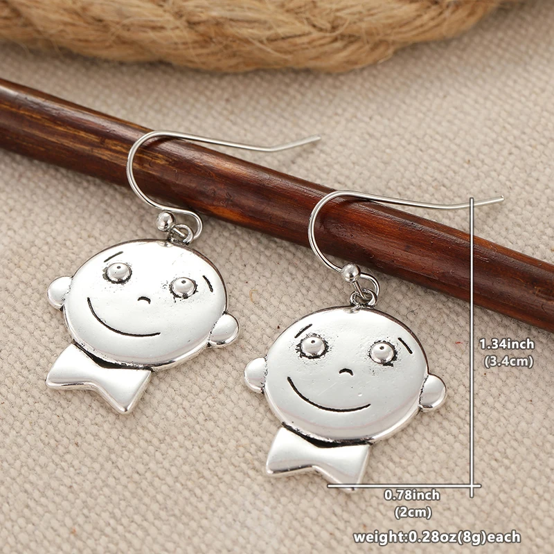 Vintage Silver Drop Earrings with Playful Faces 4 Vintage Silver Drop Earrings with Playful Faces - Image 4