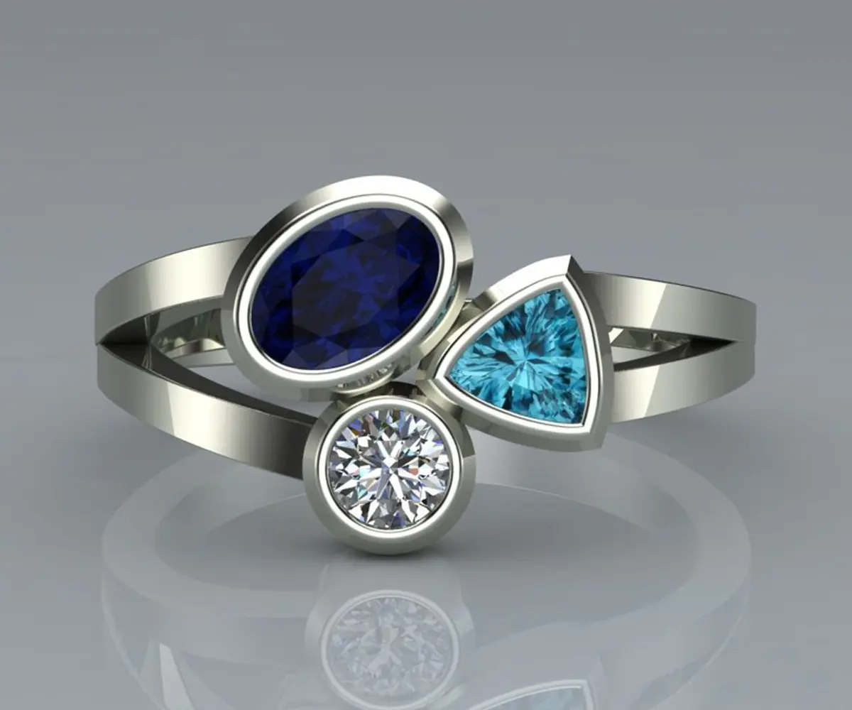 Elegant Blue Oval Cocktail Ring for Women 5 Elegant Blue Oval Cocktail Ring for Women - Image 5
